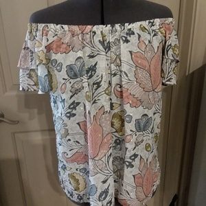 Loft Gold and Floral Blouse